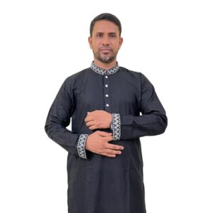 এমব্রয়ডারি খাদি পাঞ্জাবী - কালো কালার